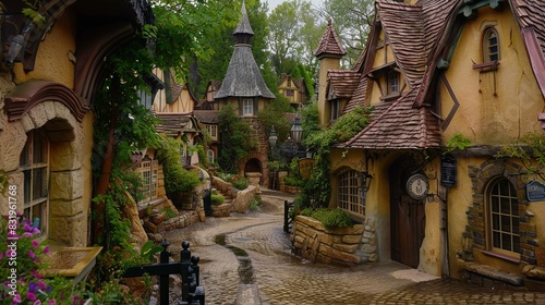 A fairy tale village with charming cottages, cobblestone streets, and enchanting characters.