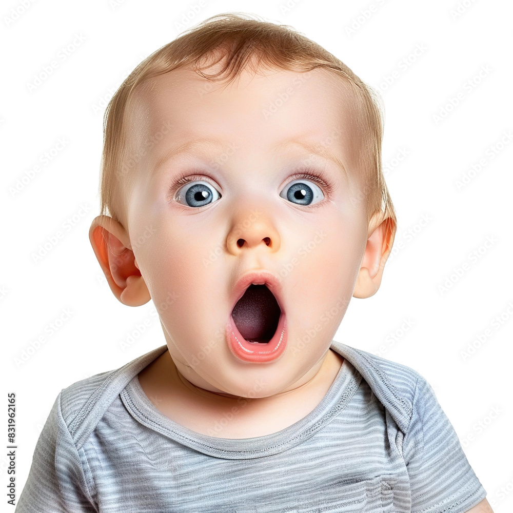 Surprised happy cute baby isolated on blank white or transparent background. Surprised happy cute baby isolated on blank white or transparent background.