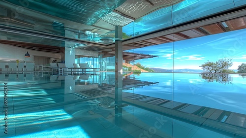 A pool with a mirrored ceiling, creating a mesmerizing illusion of depth and infinity