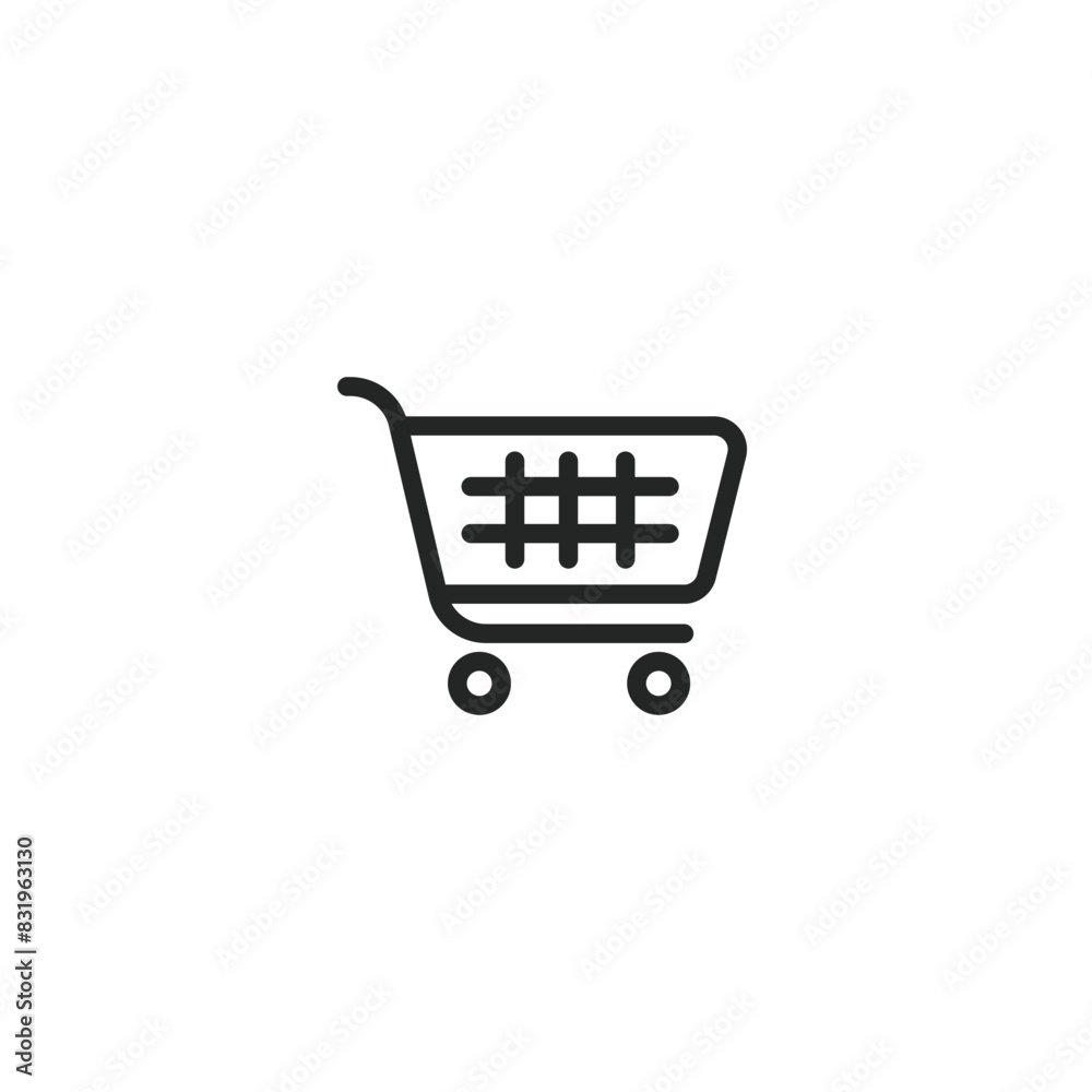 Shopping cart icon set. Collection of web icons for online shops, of various cart icons in different shapes. Editable stroke 2000x2000 Pixel.