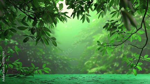 A green leafy forest with a green screen with a green background