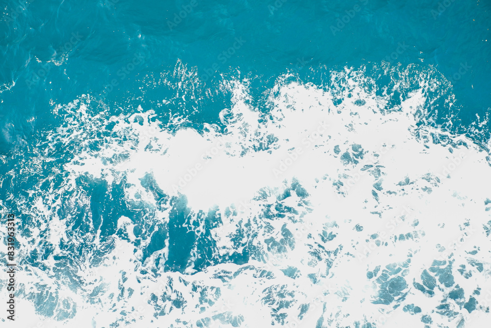 Beautiful texture of sea waves in the middle of the sea during the day. view from the ship of sea waves