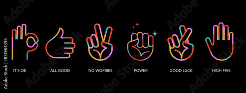 Set of hand gestures icons, vector illustration and concept design