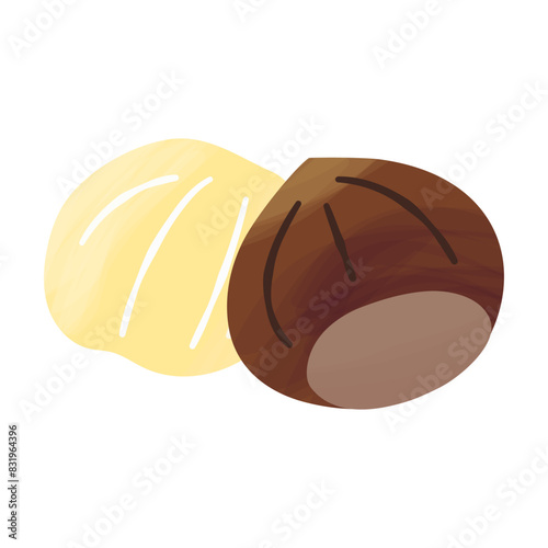 Peeled and whole chestnuts