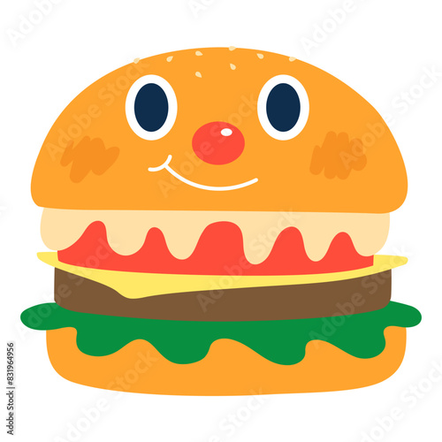 Personification cartoon hamburger