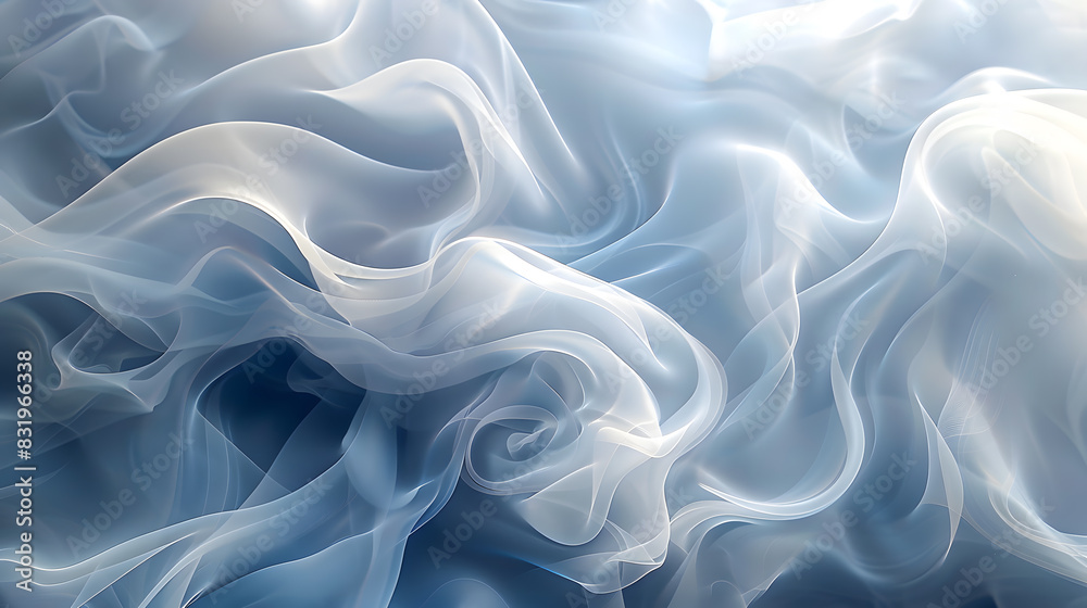 An abstract background with a smoky, ethereal texture. Use soft, swirling patterns in shades of gray, white, and pale blue to evoke the mysterious and transient nature of smoke drifting through An abstract background with a smoky, ethereal texture. Use soft, swirling patterns in shades of gray, white, and pale blue to evoke the mysterious and transient nature of smoke drifting through