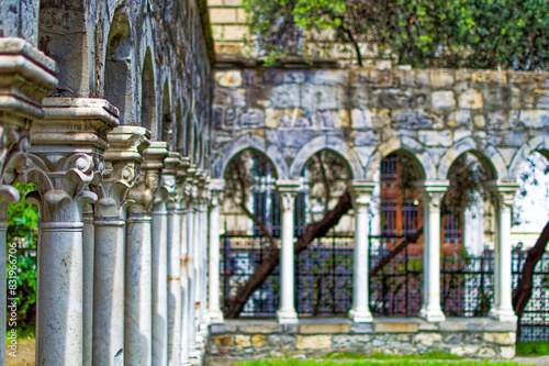 Obraz na płótnie Remains of public medieval garden near Columbus house in Genoa, Italy. w salonie