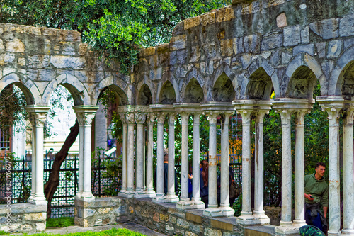 Obraz na płótnie Remains of public medieval garden near Columbus house in Genoa, Italy. w salonie