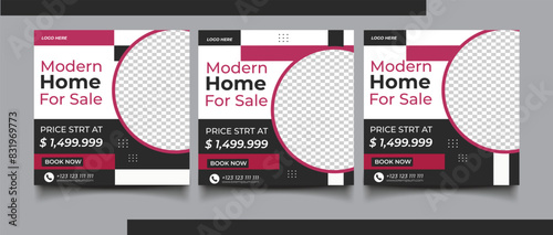 Minimalist real estate house property square social media sale banner