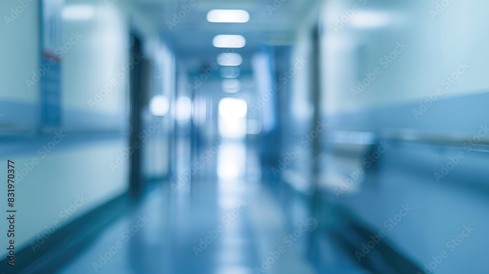 Blurred background in the interior corridor of a hospital Blurred background in the interior corridor of a hospital