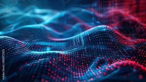 3d abstract technology background with wavy scientific fiber glowing. Web banner and futuristic digital art.