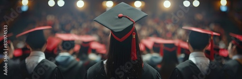 back close image of a student wearing black gown and cap, ready for convocation