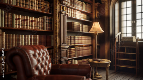 A beautifully composed photo of a cozy library corner, highlighting the charm of a reading nook