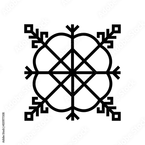 Old baltic Sun vector sign. Folk star or flower symbol