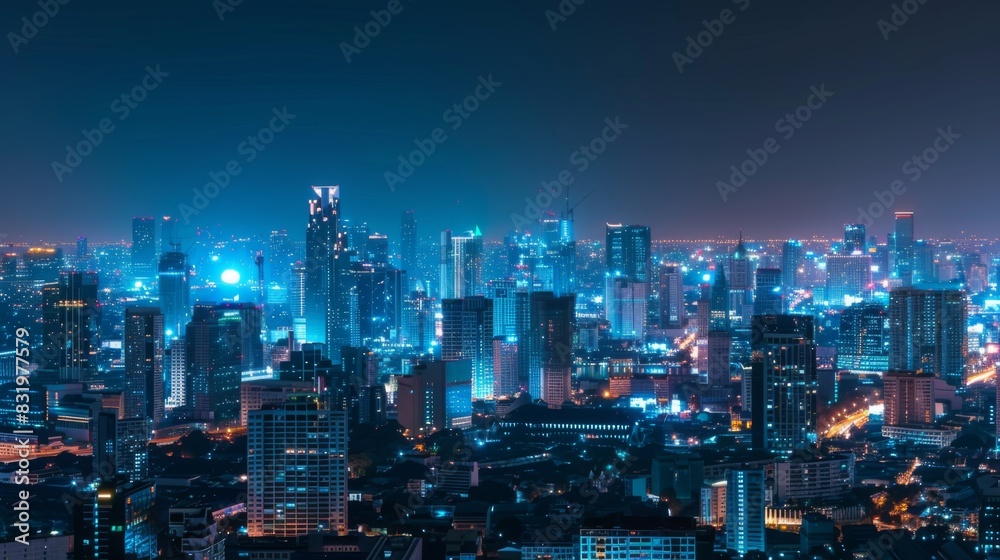 Banner smart city dot point connect with gradient line, connection technology metaverse concept
