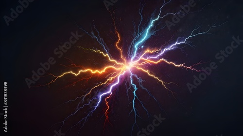 a colorful 3D rendering element with a lightning strike