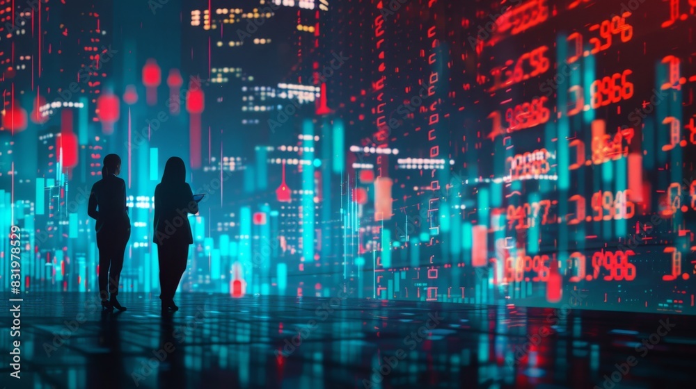 Business people analyze financial data chart trading forex, Investing in stock