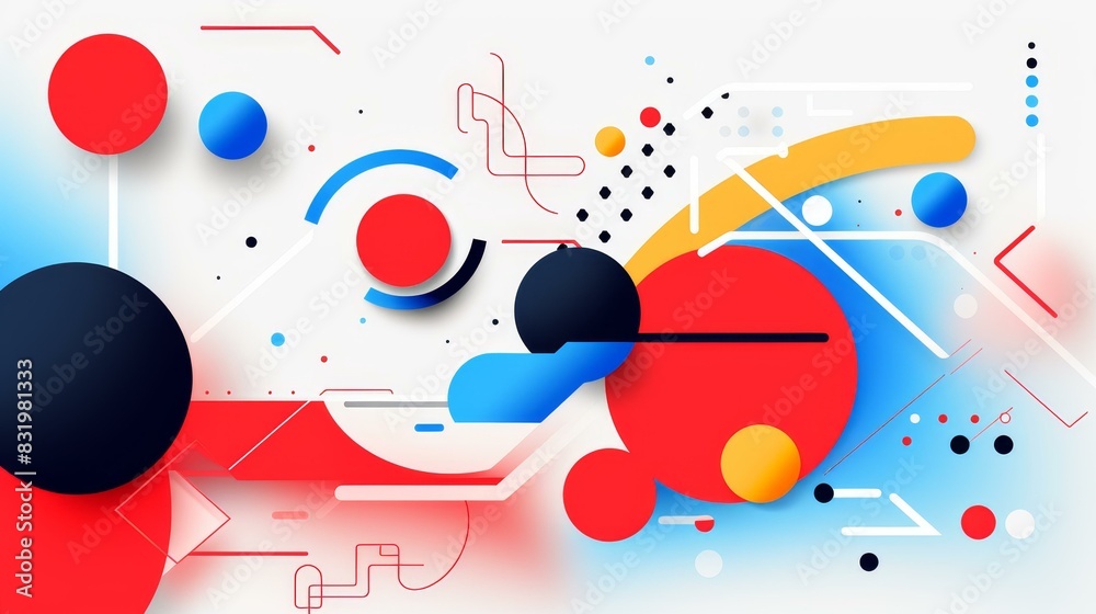 Explore modern art with abstract geometric shapes and vibrant colors in this highresolution illustration on a clean background. Explore modern art with abstract geometric shapes and vibrant colors in this highresolution illustration on a clean background.
