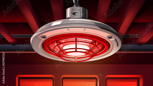 Eyecatching illustration of a ceilingmounted smoke alarm with flashing lights and loud sound, perfect for safety and security content. photo