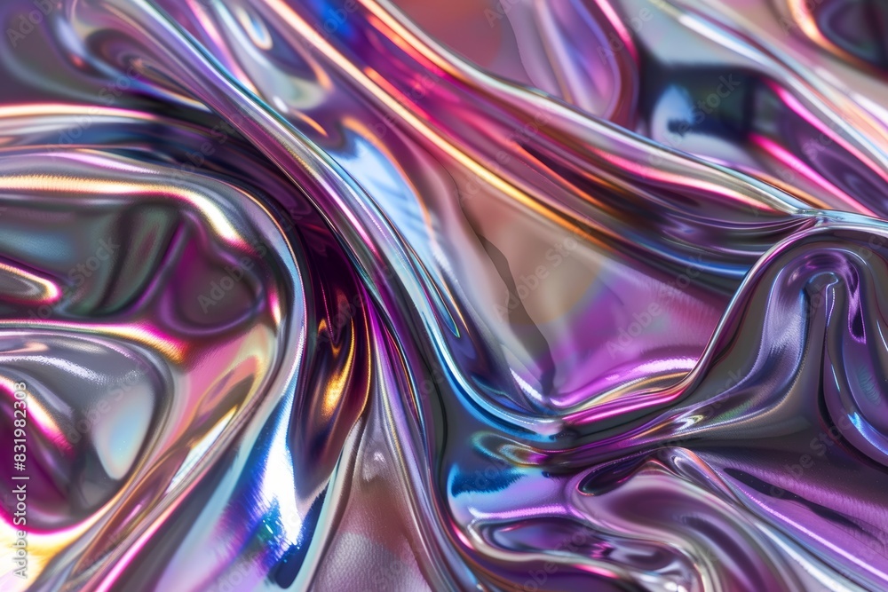 Hyper Realistic Close-Up of Liquid Chrome Metal in Vibrant Light Reflections Hyper Realistic Close-Up of Liquid Chrome Metal in Vibrant Light Reflections