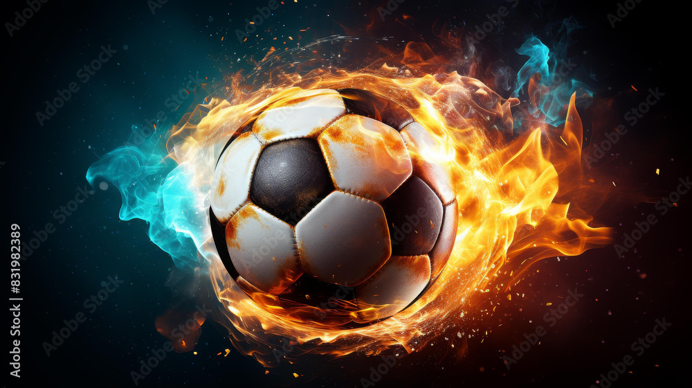 Fototapeta premium Dynamic soccer ball illustration with energy and focus, ready to score a goal in a clean design.