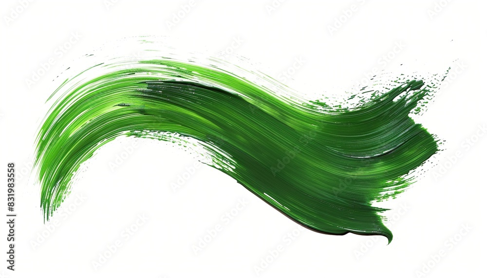 Ein grober geschwungener Pinselstrich mit grüner Farbe Ein grober geschwungener Pinselstrich mit grüner Farbe