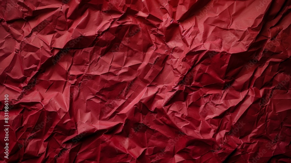 Crumpled red paper texture background