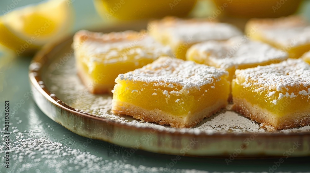 Delicious lemon bars with powdered sugar