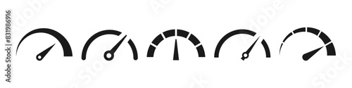 Speedometer set. Dashboard tachometer. Vector illustration