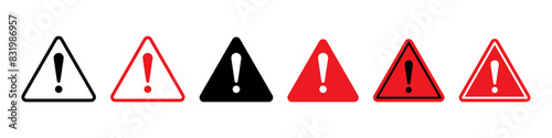 Warning signs set. Danger warning icons. Exclamation marks