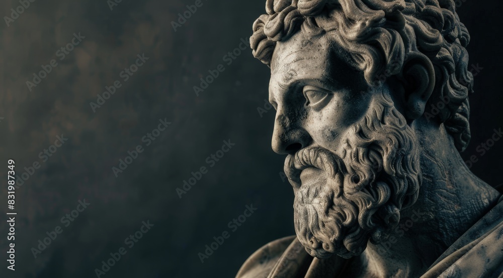 Dramatic portrait of an ancient greek or roman statue Dramatic portrait of an ancient greek or roman statue
