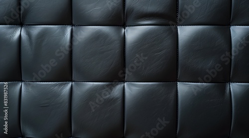 close-up of black leather upholstery photo