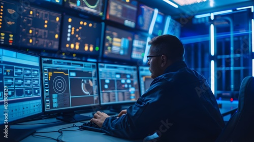 Illustration of Strengthening cybersecurity measures to protect industrial control systems from cyber threats. Ai Generate.