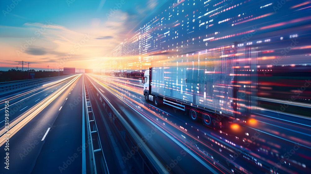 Fototapeta premium Transport Logistics Technology - trucking, road freight, delivery