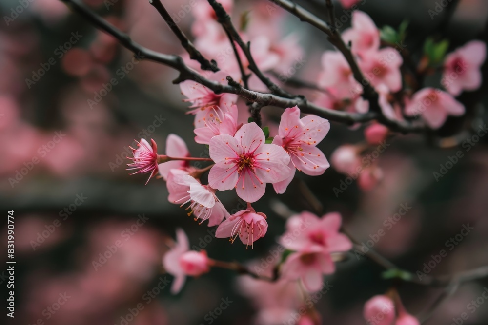 Fototapeta premium beautiful pink cherry blossoms in bloom