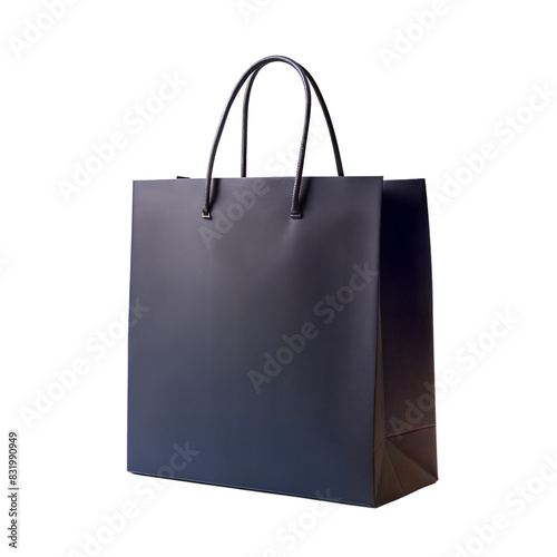 Black paper shopping bag isolated on white background