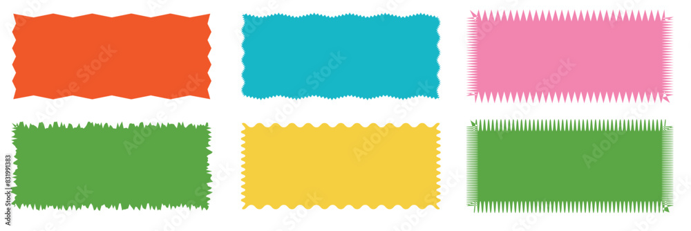 Rectangle With Ridges Rectangle Geometric shape frame with wavy edges. Zigzag Wavy Edge ...