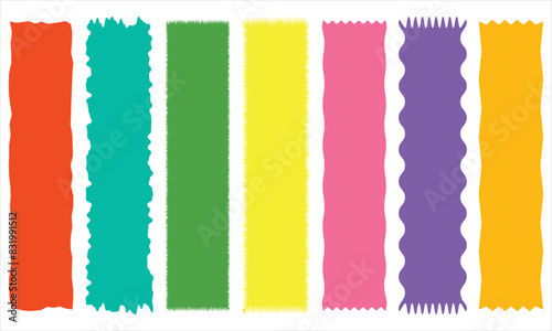 Rectangle Geometric shape frame with wavy edges. Zigzag Wavy Edge rectangle shapes elements set. Vector wavy badge for stickers, banner, social media template, poster, frame.  Vector illustration.