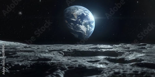 Breathtaking view of the earth from the moon