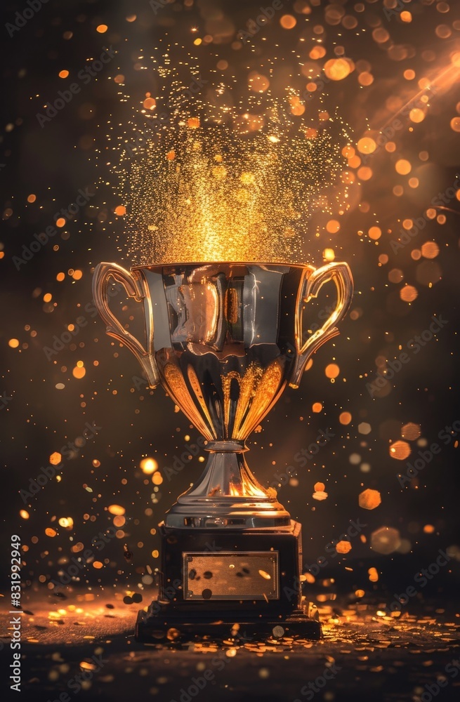 golden trophy with sparkling lights golden trophy with sparkling lights