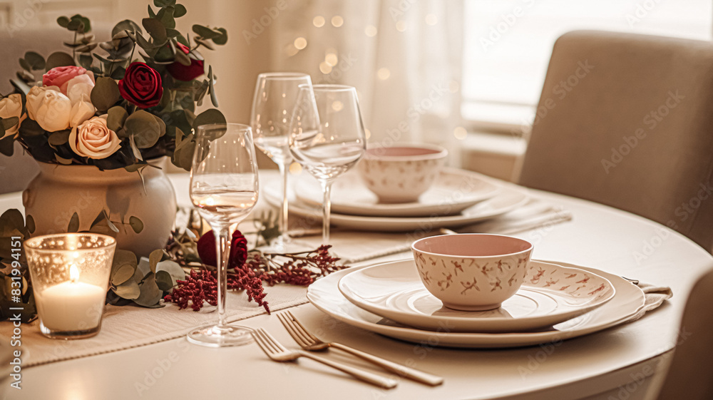 Festive date night tablescape idea, dinner table setting for two and Christmas, New Year, Valentines day decor, English countryside home styling Festive date night tablescape idea, dinner table setting for two and Christmas, New Year, Valentines day decor, English countryside home styling