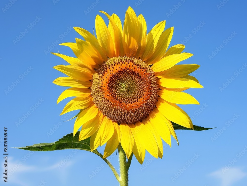 Vibrant sunflower against blue sky Vibrant sunflower against blue sky