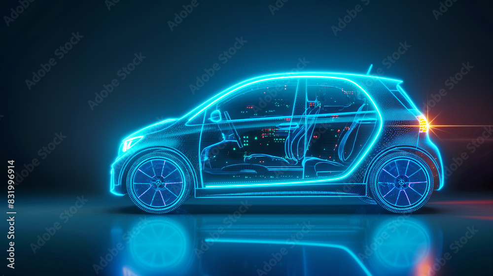 eco Car design modern innovative high-tech holographic photo car with sustainable Futuristic design eco Car design modern innovative high-tech holographic photo car with sustainable Futuristic design