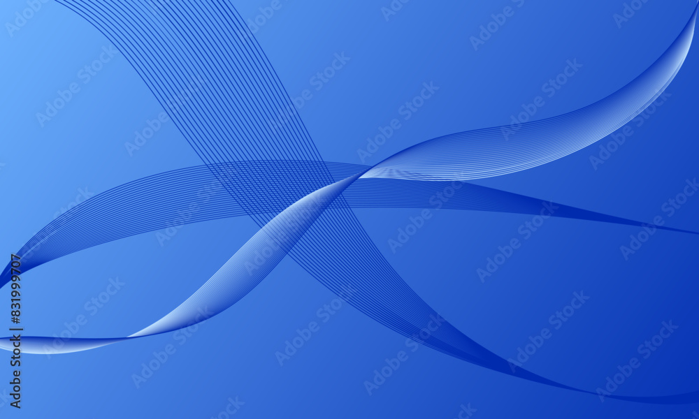 Fototapeta premium blue lines wave curves with smooth gradient abstract background