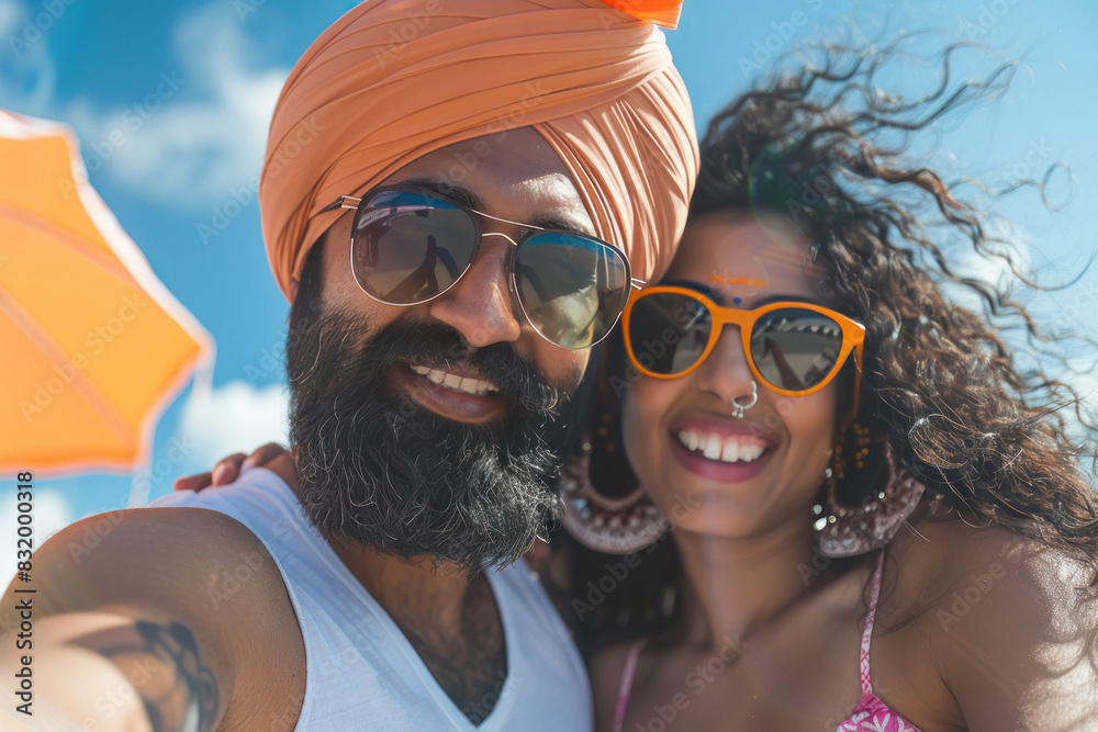 young Indian couple taking selfie young Indian couple taking selfie
