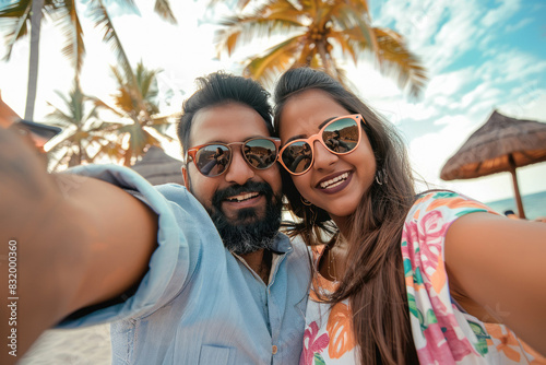 young Indian couple taking selfie © Niks Ads