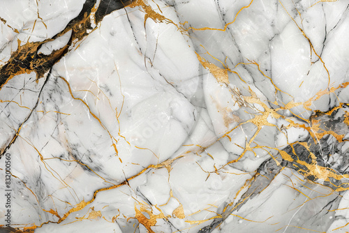 A closeup of marble with golden veins, creating an elegant and sophisticated pattern. Created with AI