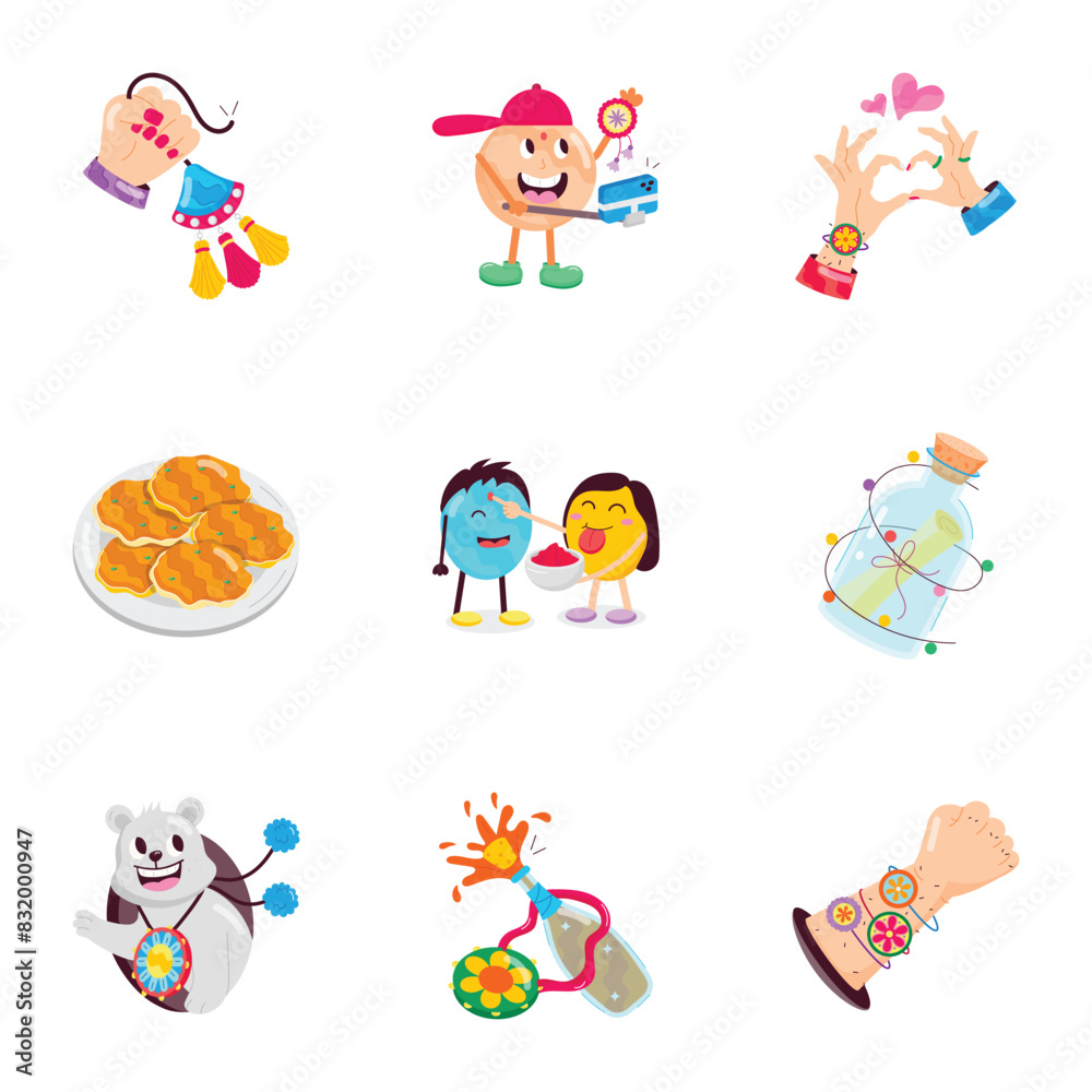 Obraz premium Set of Saluno Festival Flat Stickers