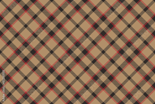 Scottich fabric design, vintage seamless pattern beige, red, brown colors