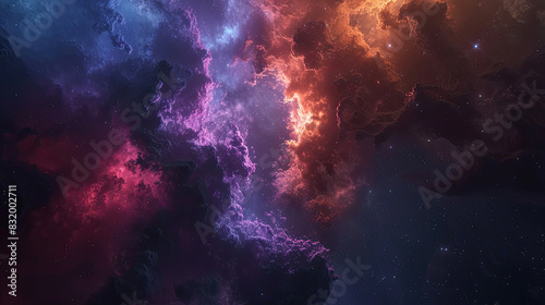 Spectacular Deep Space Nebula with Vibrant Colors - High Resolution 3D Rendering